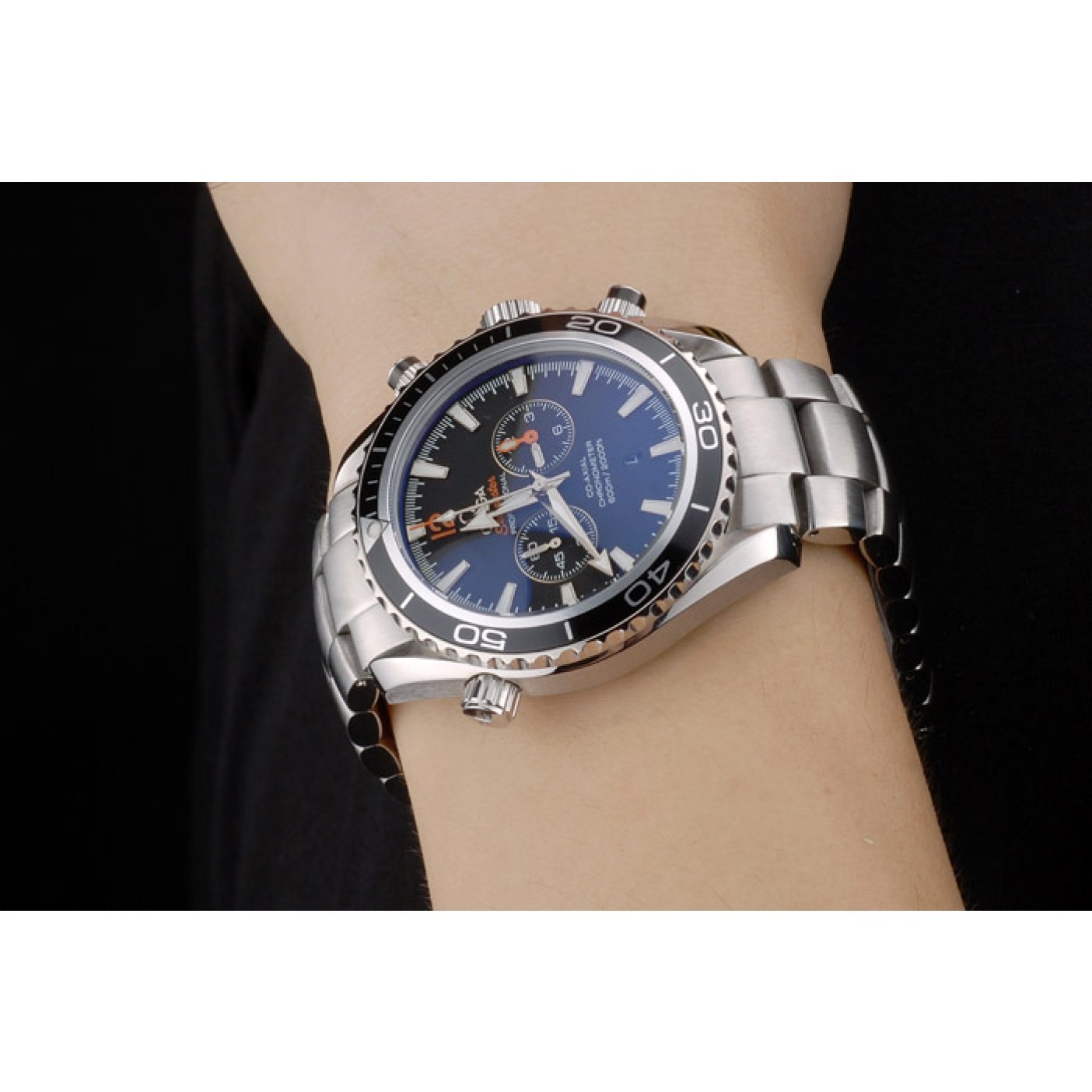 MiroTime Omega Seamaster Planet Ocean Black Bezel Black Dial Stainless Steel Strap 80240