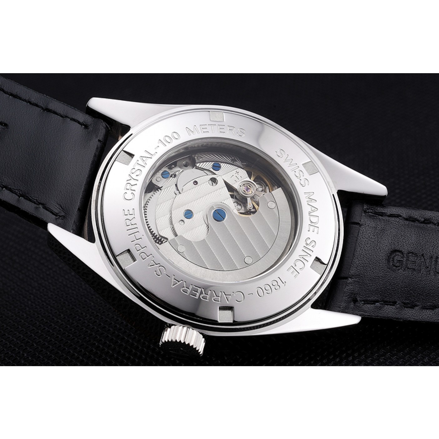 MiroTime Tag Heuer Carrerra Calibre 6 Black Dial Rose Gold Black Leather Band 622163