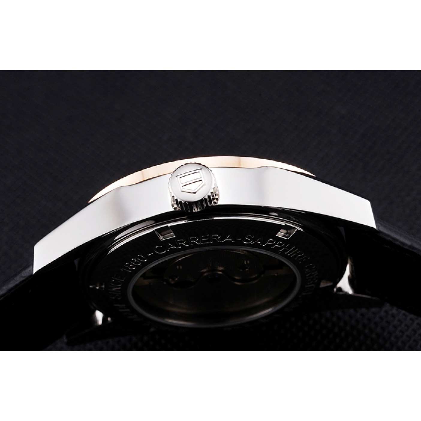 MiroTime Tag Heuer Carrerra Calibre 6 Black Dial Rose Gold Black Leather Band 622163