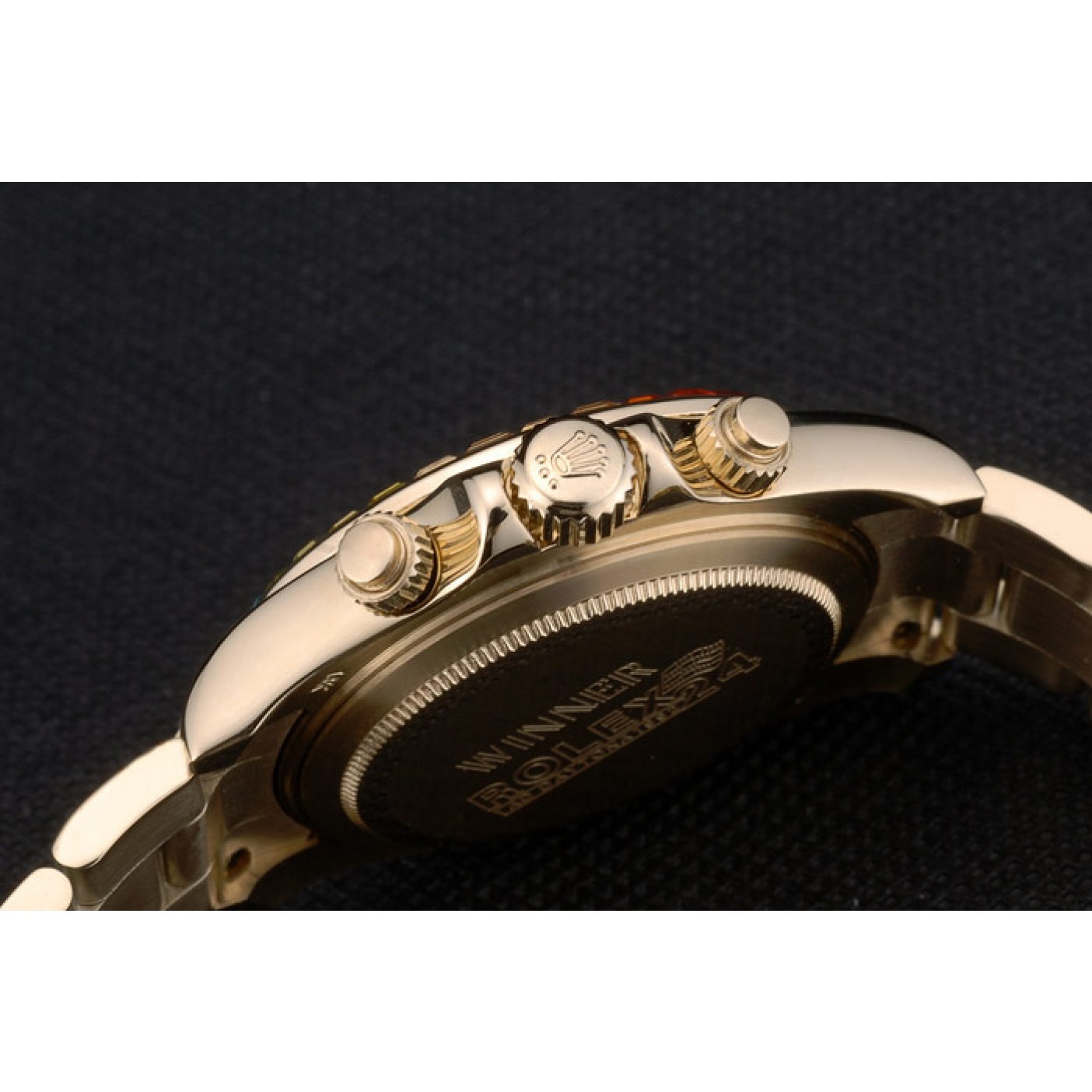 MiroTime Rolex Daytona Cosmograph Rainbow Crystals Bezel Rose Gold Strap Black Dial 80251