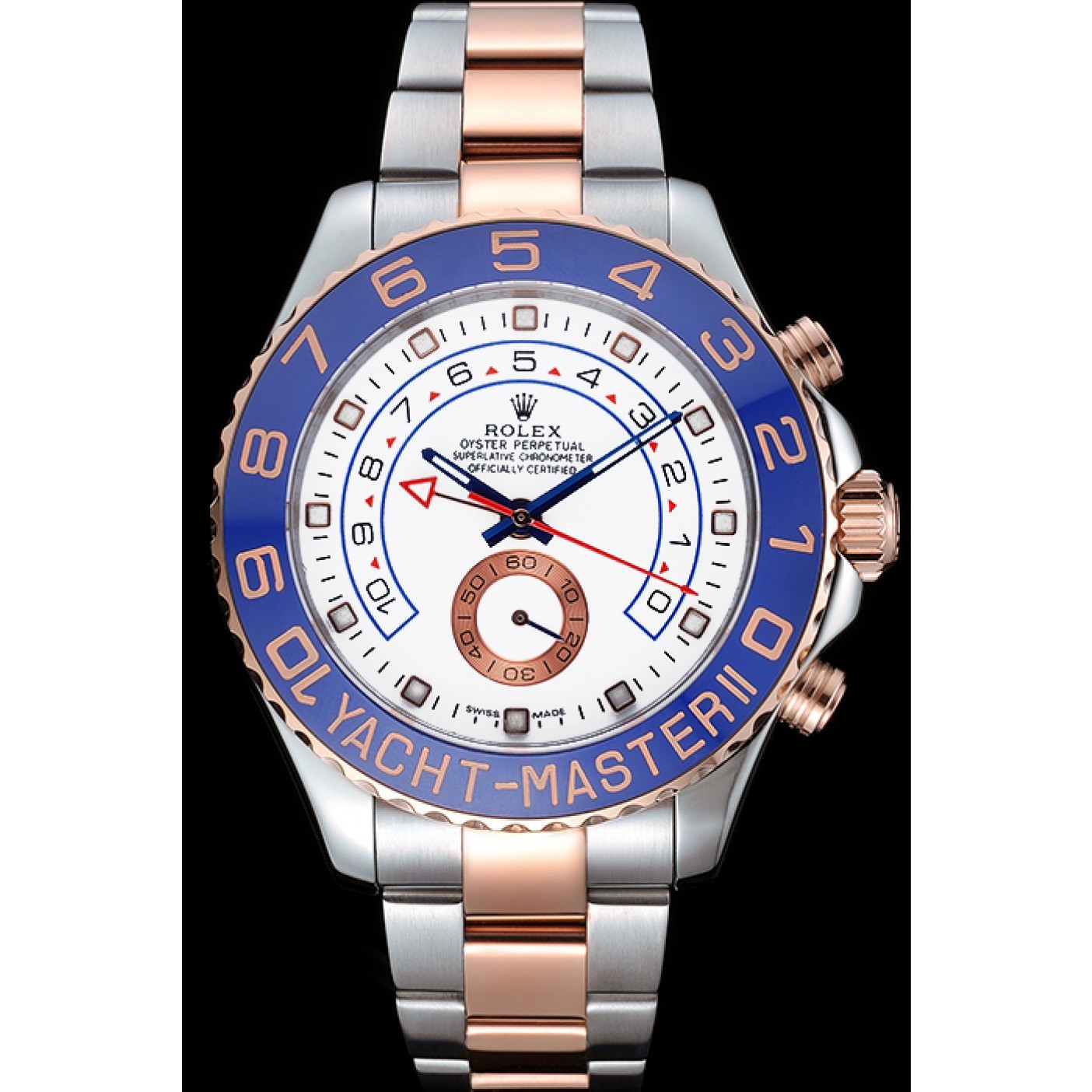 MiroTime Rolex Yacht-Master II White Dial Blue Bezel Stainless Steel and Rose Gold Bracelet 622270