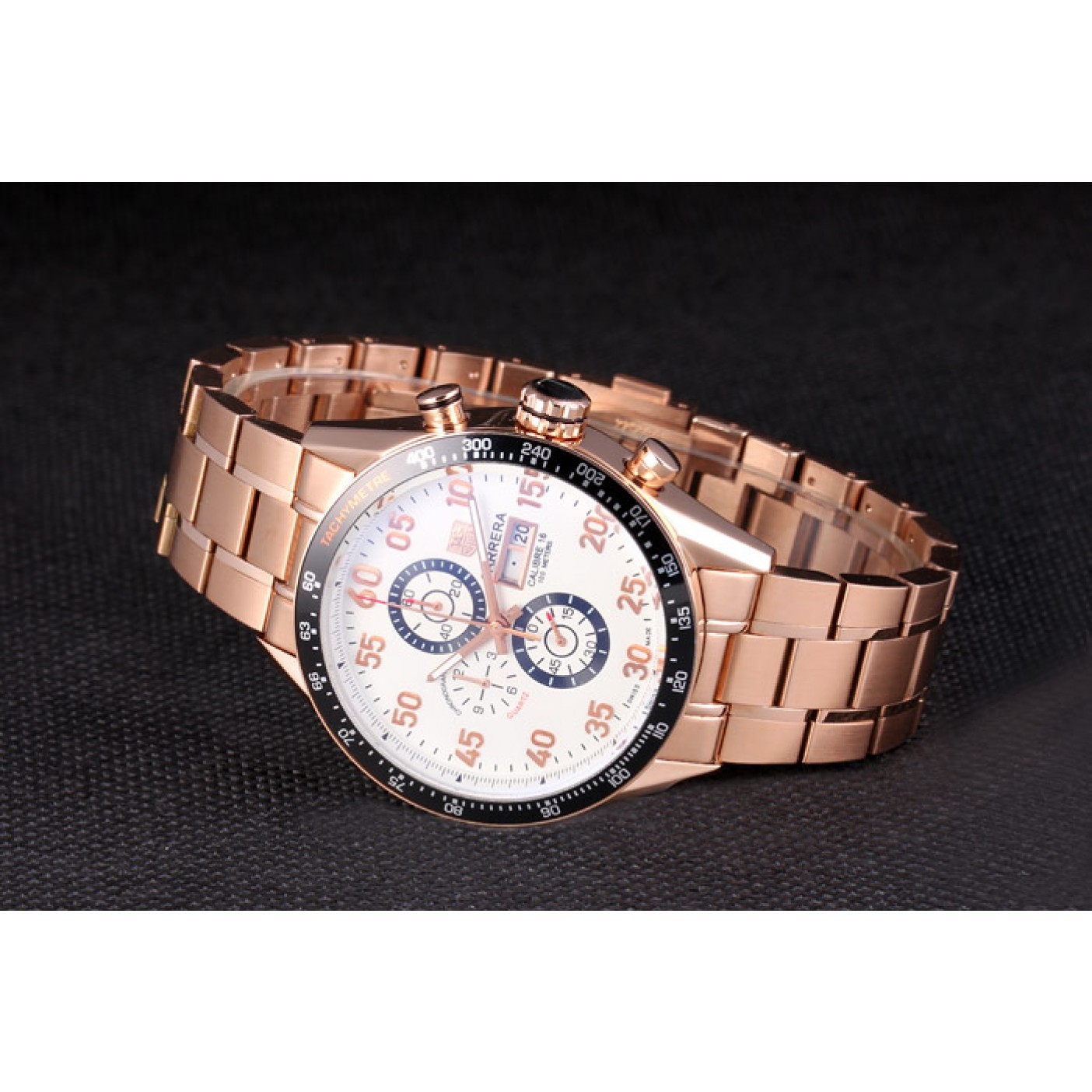 MiroTime Tag Heuer Carrera Rose Gold Bracelet White Dial 801442