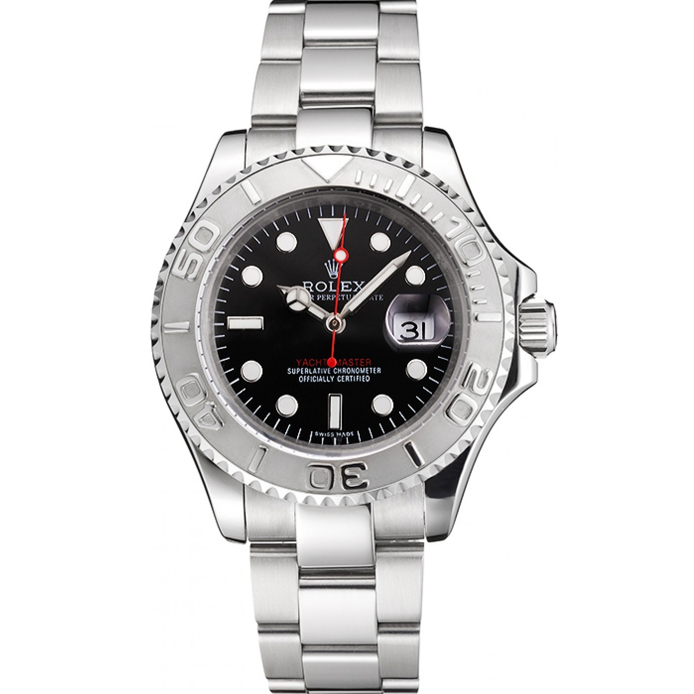 MiroTime Swiss Rolex Yacht-Master Black Dial Stainless Steel Case And Bracelet