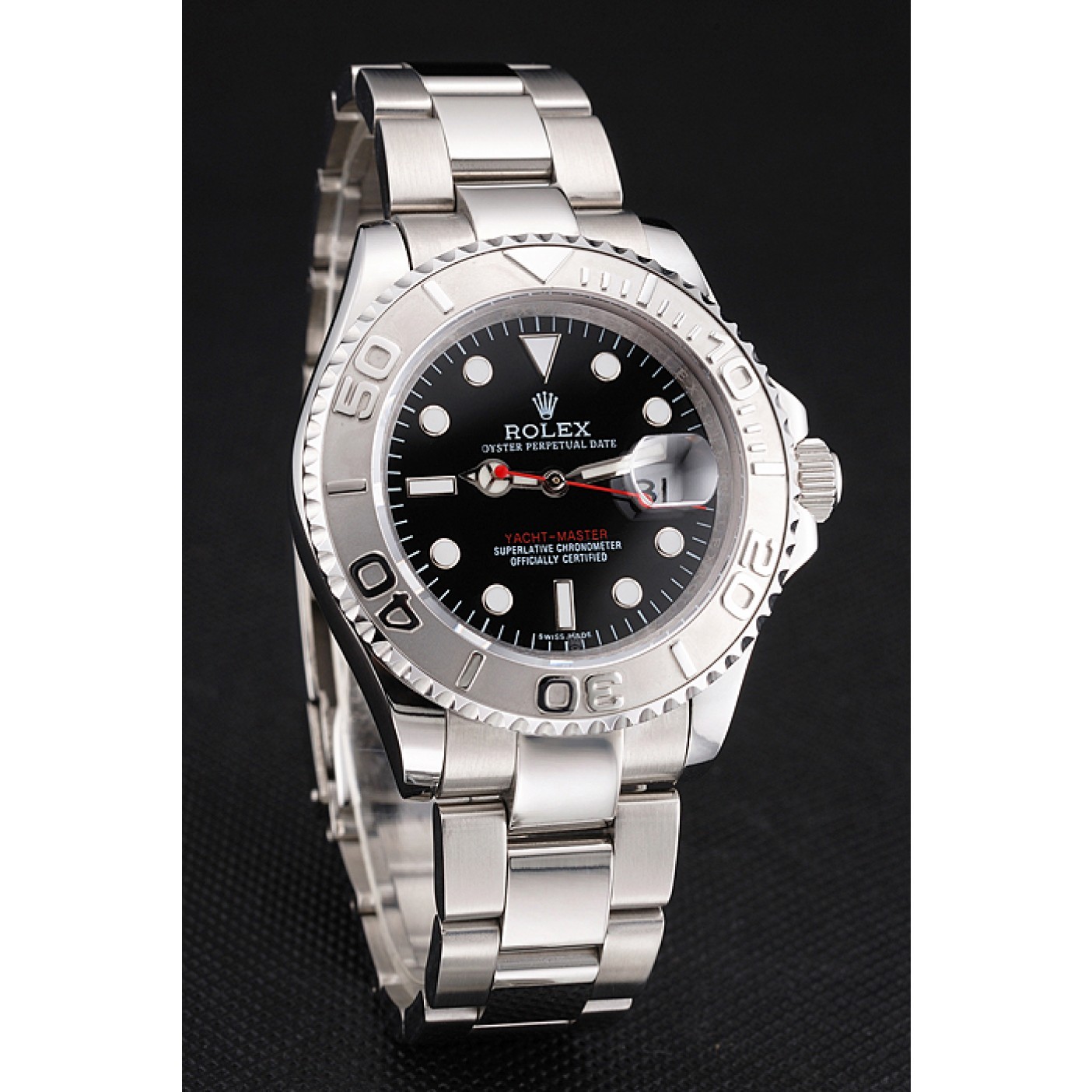 MiroTime Swiss Rolex Yacht-Master Black Dial Stainless Steel Case And Bracelet