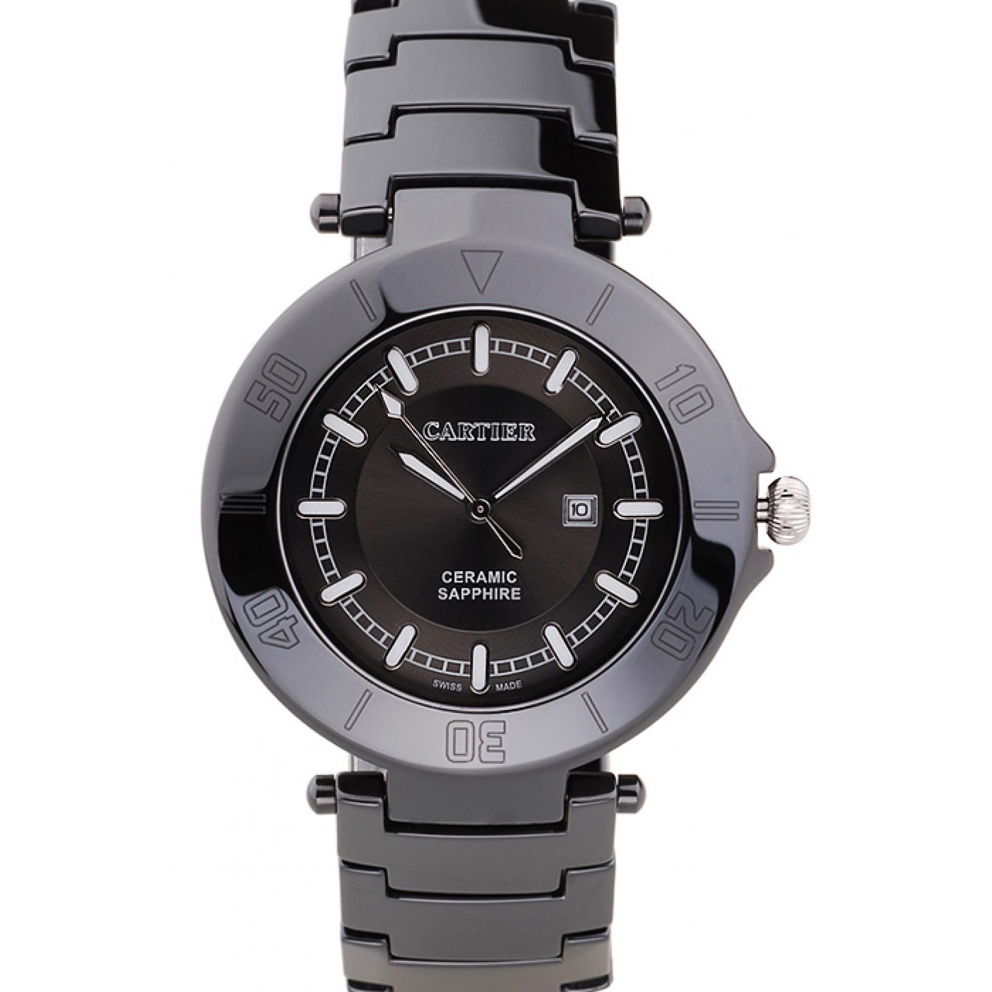 MiroTime Cartier Pasha 43mm Black Dial Black Ceramic Case