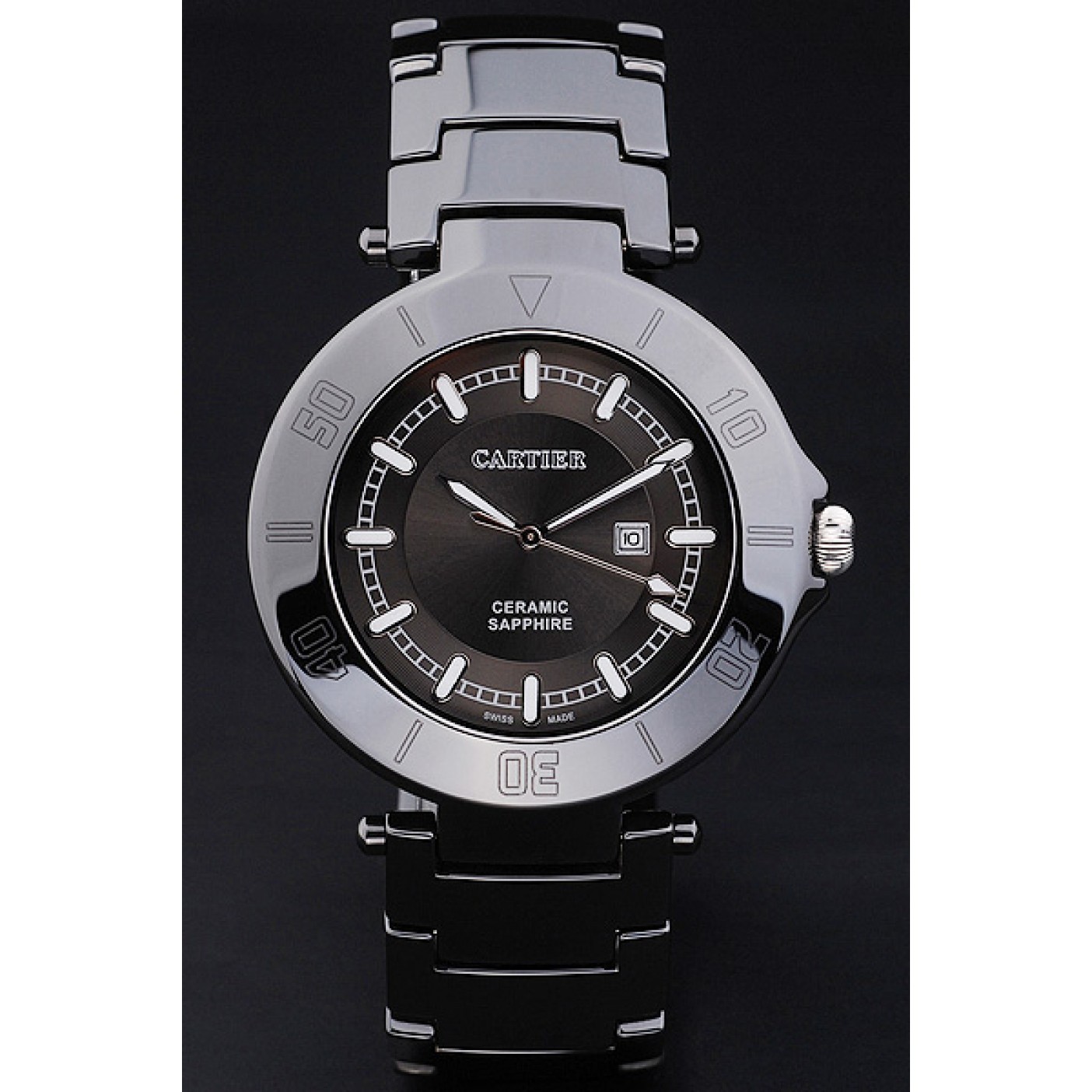MiroTime Cartier Pasha 43mm Black Dial Black Ceramic Case