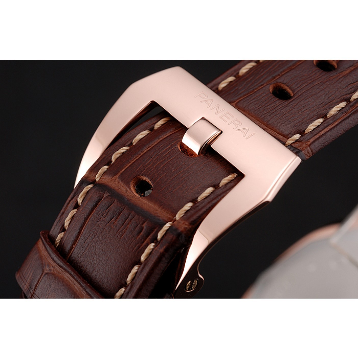 MiroTime Panerai Radiomir 8 Days Chronograph White Dial Rose Gold Case Brown Leather Strap 1453796
