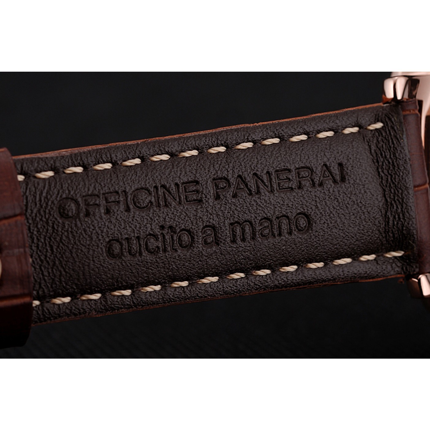 MiroTime Panerai Radiomir 8 Days Chronograph White Dial Rose Gold Case Brown Leather Strap 1453796