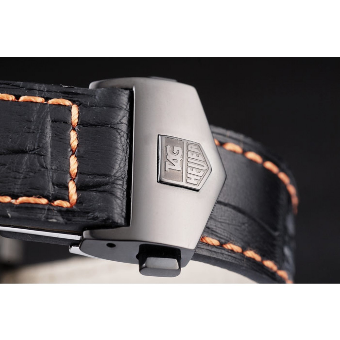 MiroTime Tag Heuer Swiss Monaco Black Leather Strap Blue-Yellow Striped Black Dial