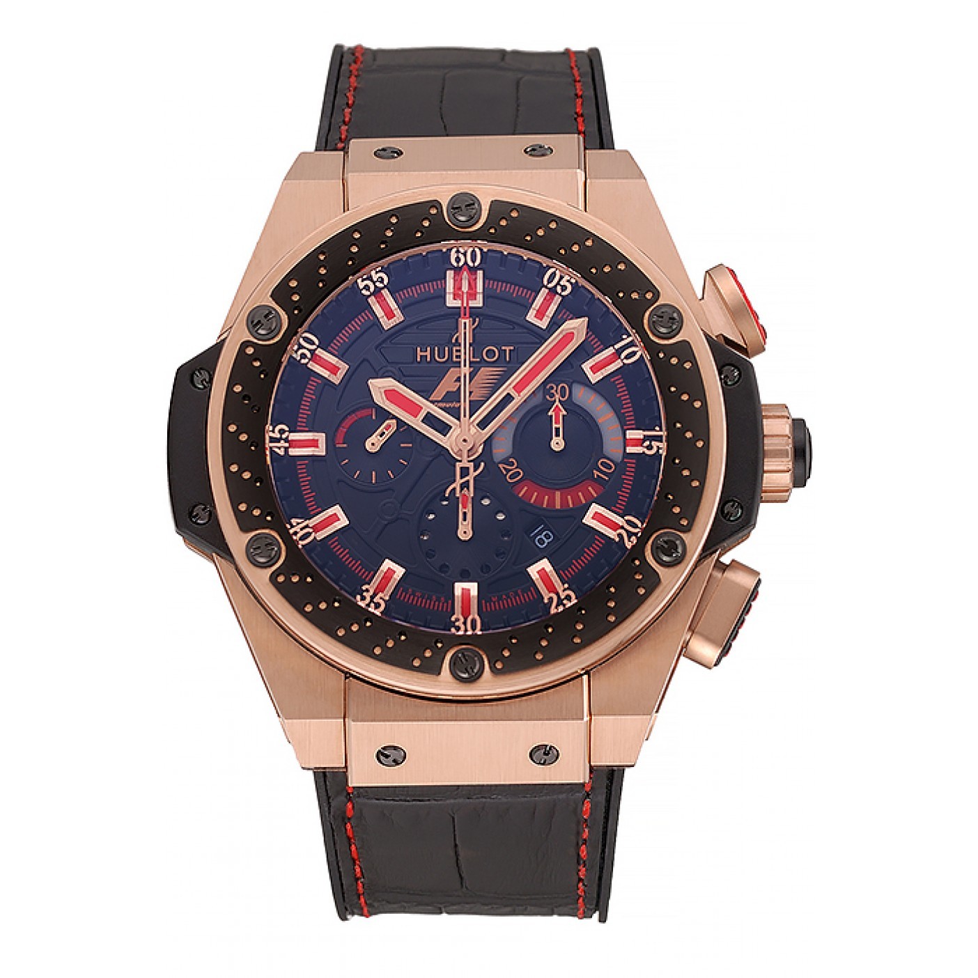 MiroTime Swiss Hublot Big Bang Limited Edition Formula 1 Black And Red Dial Gold Case Black Strap 62287