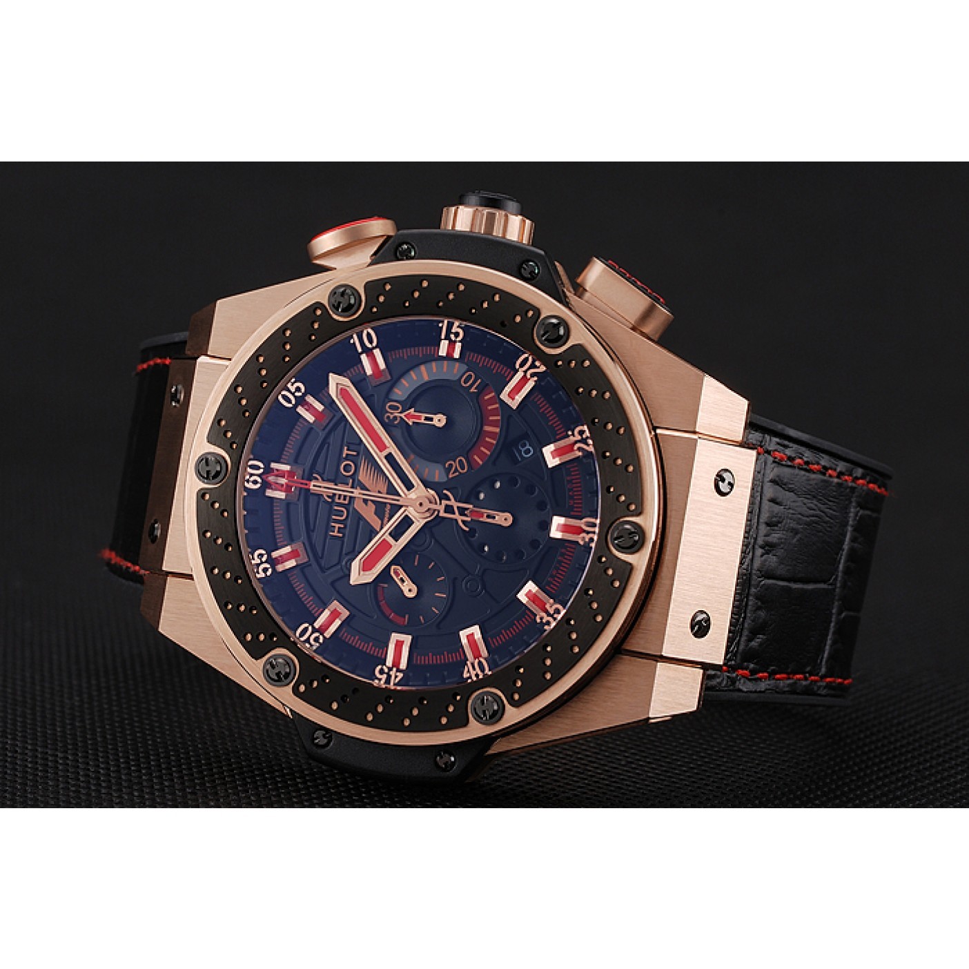 MiroTime Swiss Hublot Big Bang Limited Edition Formula 1 Black And Red Dial Gold Case Black Strap 62287