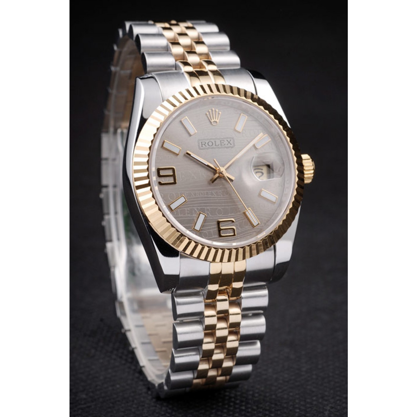 MiroTime Rolex DateJust Two Tone Stainless Steel 18k Gold Plated Silver Dial 98085