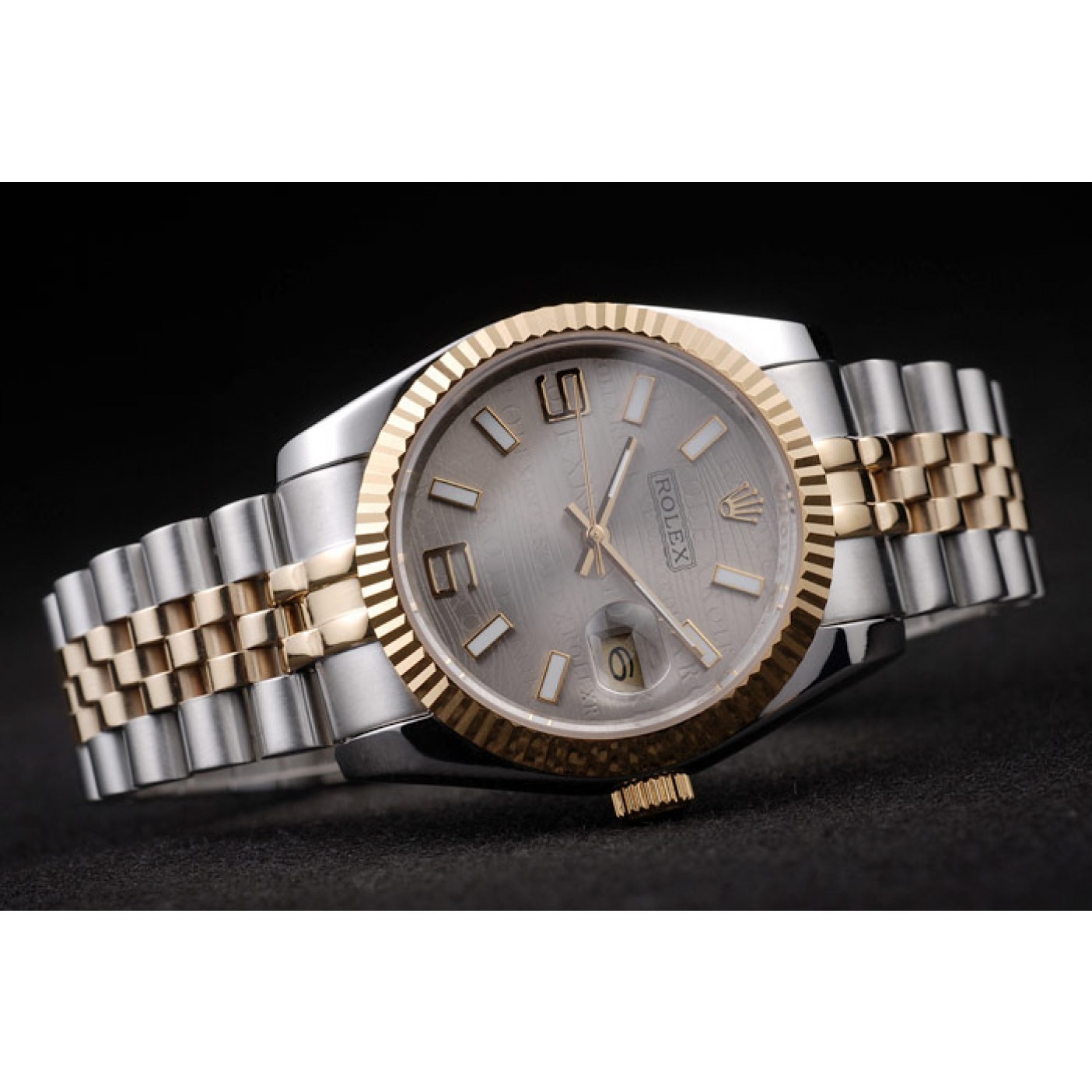 MiroTime Rolex DateJust Two Tone Stainless Steel 18k Gold Plated Silver Dial 98085
