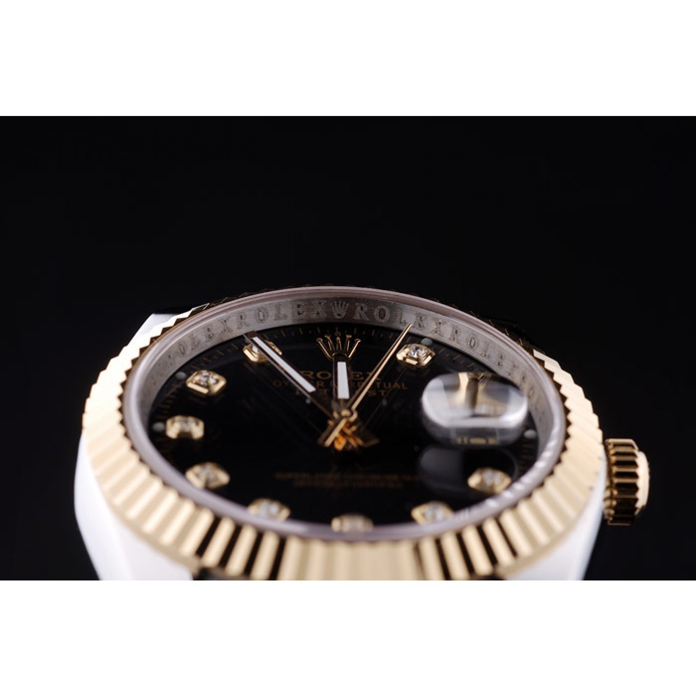 MiroTime Rolex Datejust Black Dial Diamonds Ribbed Bezel 7453