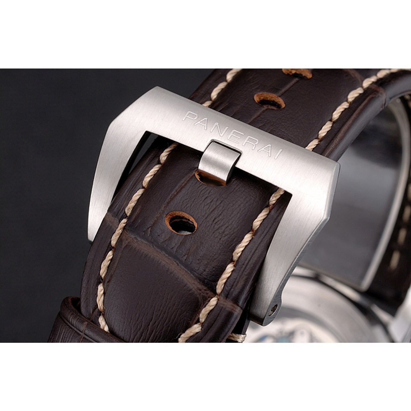 MiroTime Swiss Panerai Radiomir 1940 Chronograph White Dial Stainless Steel Case Brown Leather Strap