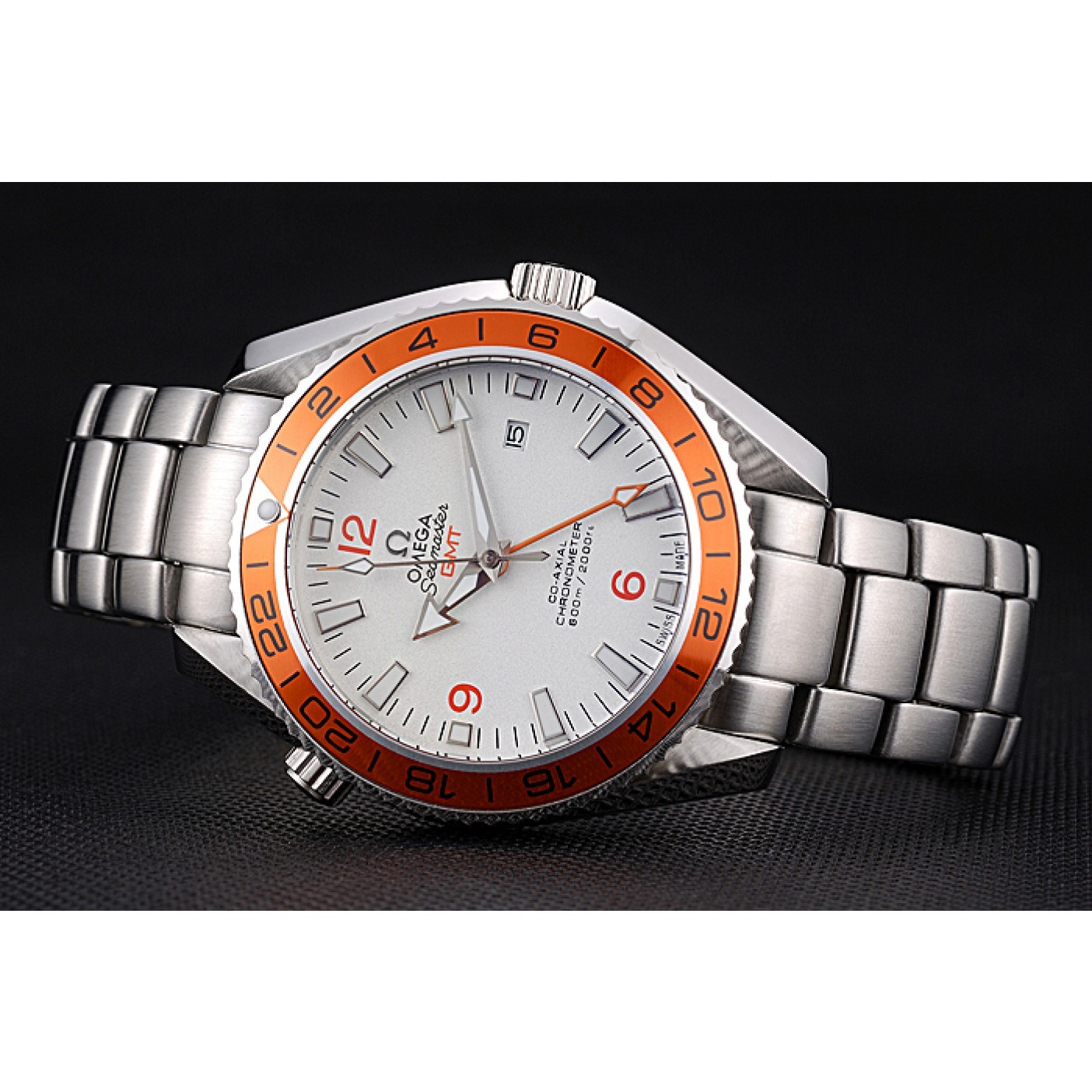 MiroTime Omega Seamaster GMT White Dial Orange Bezel Stainless Steel Case 622718