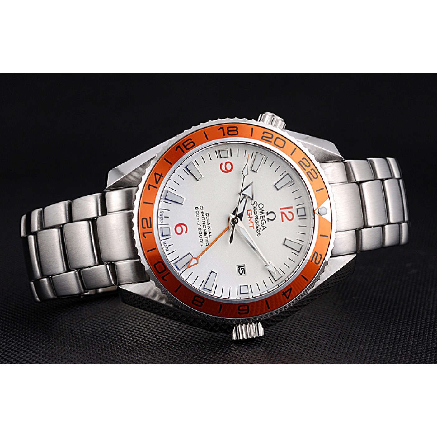 MiroTime Omega Seamaster GMT White Dial Orange Bezel Stainless Steel Case 622718