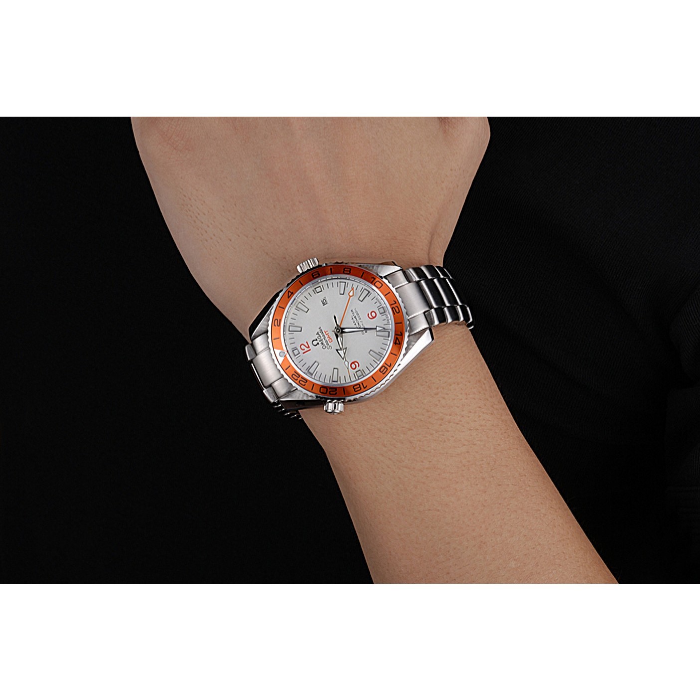 MiroTime Omega Seamaster GMT White Dial Orange Bezel Stainless Steel Case 622718
