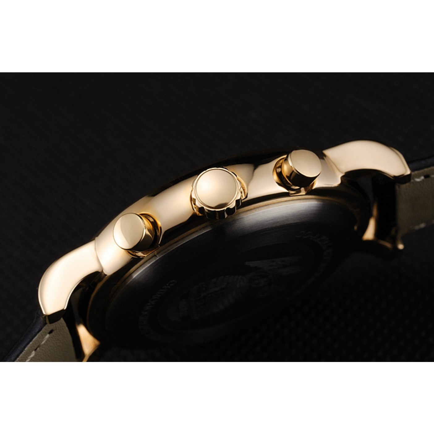 MiroTime Omega Seamaster Vintage Chronograph Blue Dial Diamond Hour Marks Gold Case Black Leather Strap