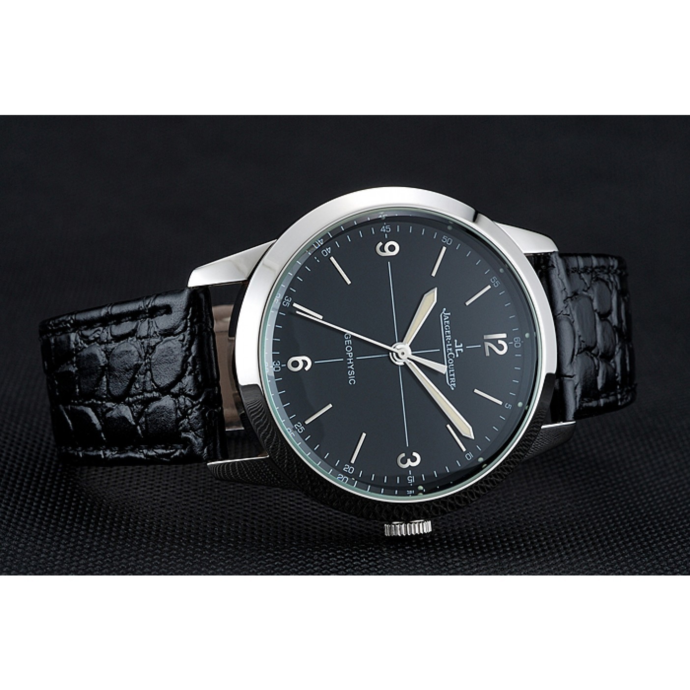 MiroTime Jaeger LeCoultre Geophysic Black Dial Silver Case Black Leather Bracelet 1454041