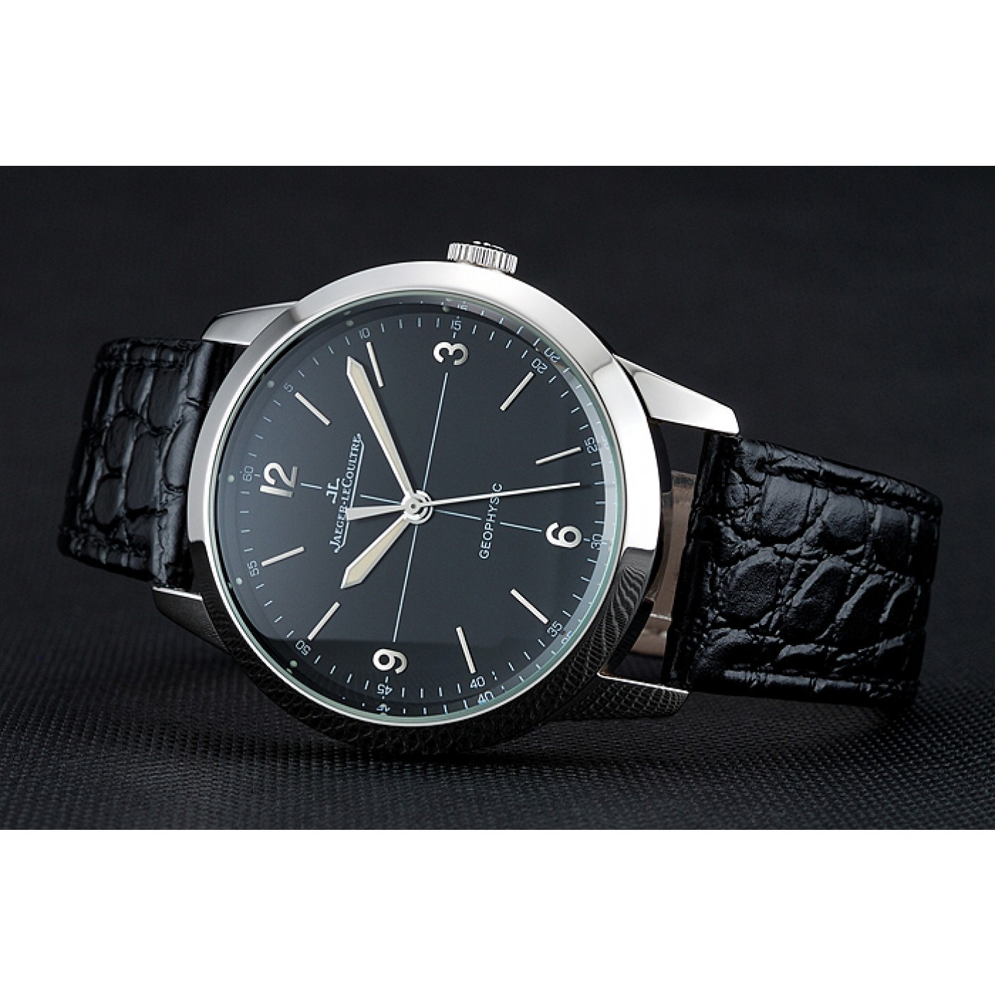 MiroTime Jaeger LeCoultre Geophysic Black Dial Silver Case Black Leather Bracelet 1454041