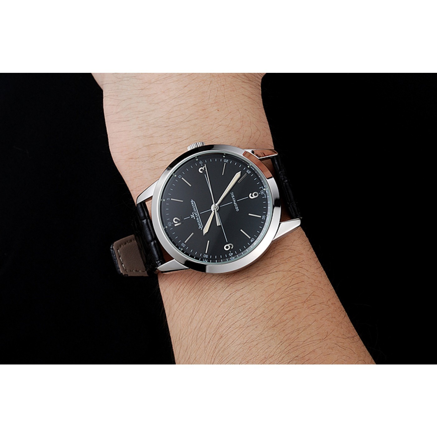 MiroTime Jaeger LeCoultre Geophysic Black Dial Silver Case Black Leather Bracelet 1454041