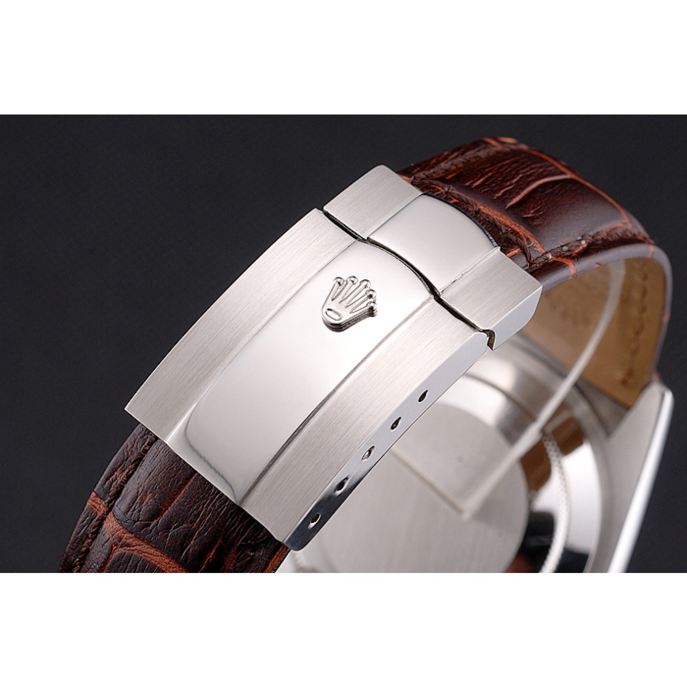MiroTime Rolex Sky Dweller White Dial Stainless Steel Case Brown Leather Strap