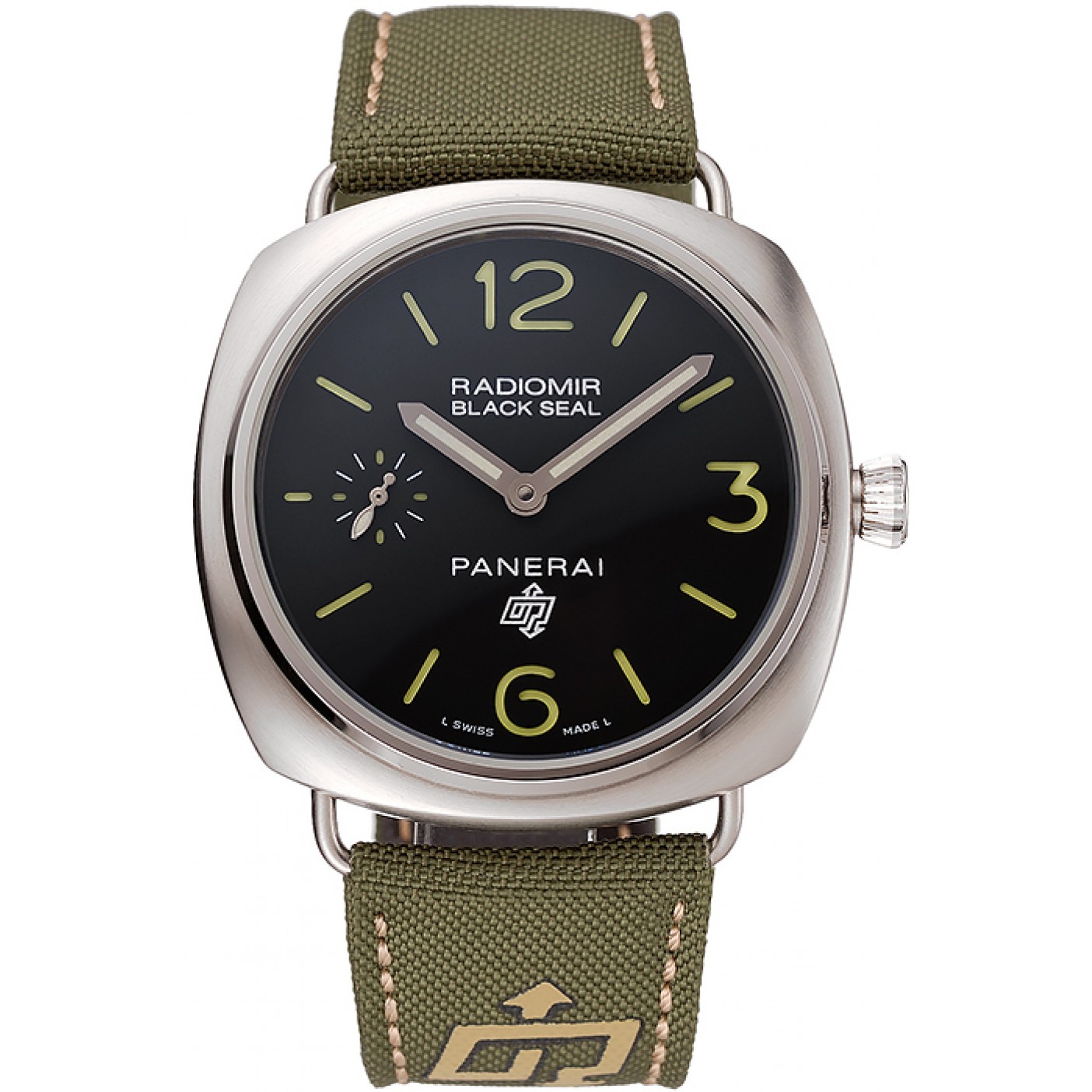 MiroTime Panerai Radiomir Black Seal Logo Acciaio Black Dial Green Bracelet 1454017
