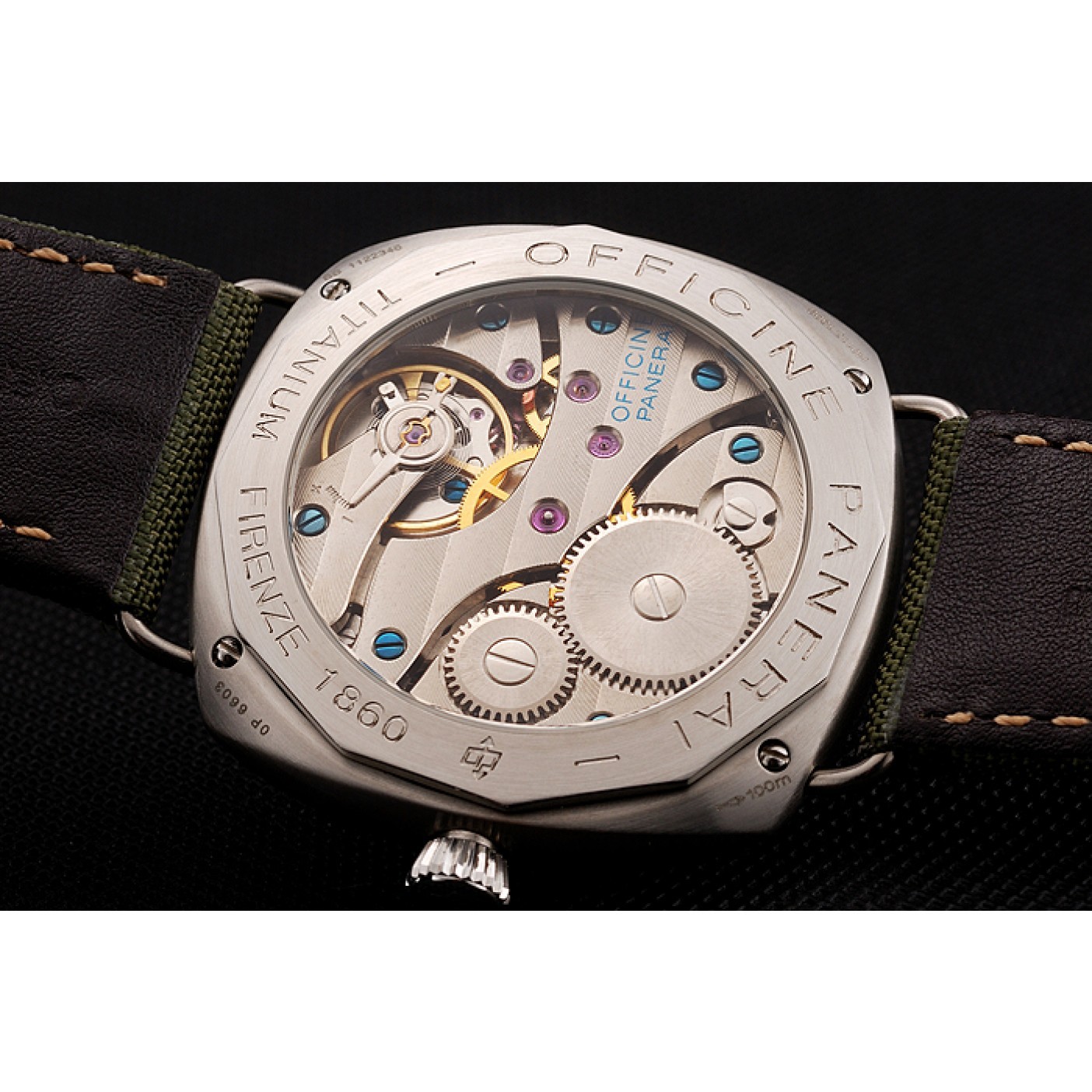 MiroTime Panerai Radiomir Black Seal Logo Acciaio Black Dial Green Bracelet 1454017