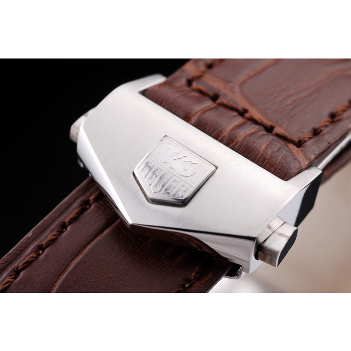MiroTime Tag Heuer Monaco Brushed Stainless Steel Case White Dial Brown Leather Strap 98173