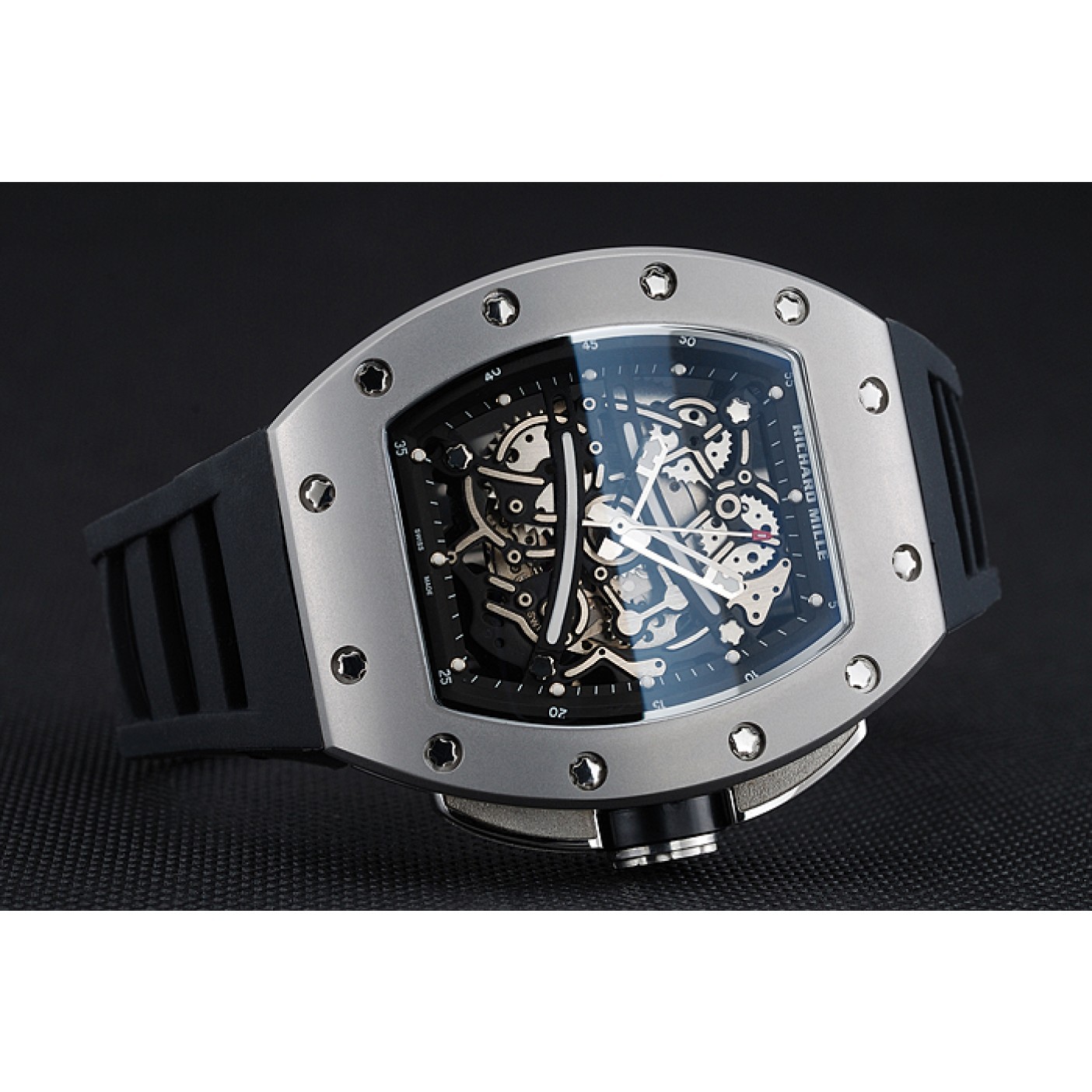 MiroTime Richard Mille RM 61-01 Yohan Blake Limited Edition Silver Case Black Bracelet 1454204