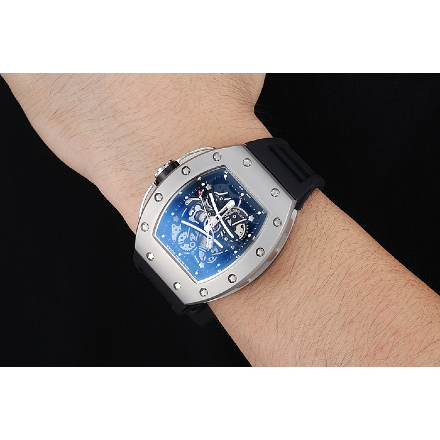 MiroTime Richard Mille RM 61-01 Yohan Blake Limited Edition Silver Case Black Bracelet 1454204