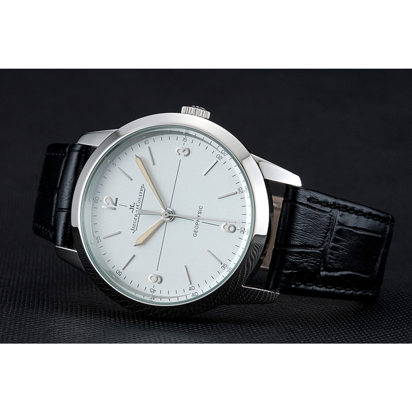 MiroTime Jaeger LeCoultre Geophysic White Dial Silver Case Black Leather Bracelet 1454040