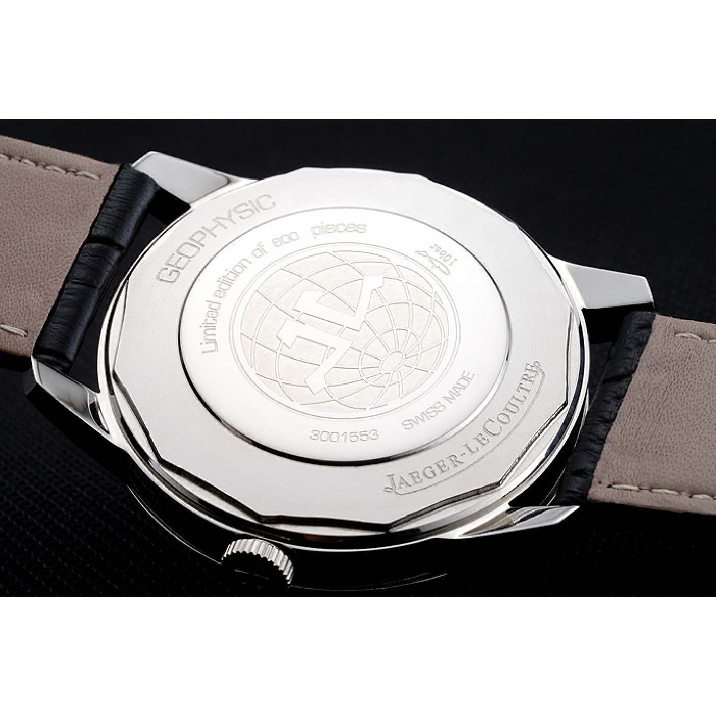 MiroTime Jaeger LeCoultre Geophysic White Dial Silver Case Black Leather Bracelet 1454040