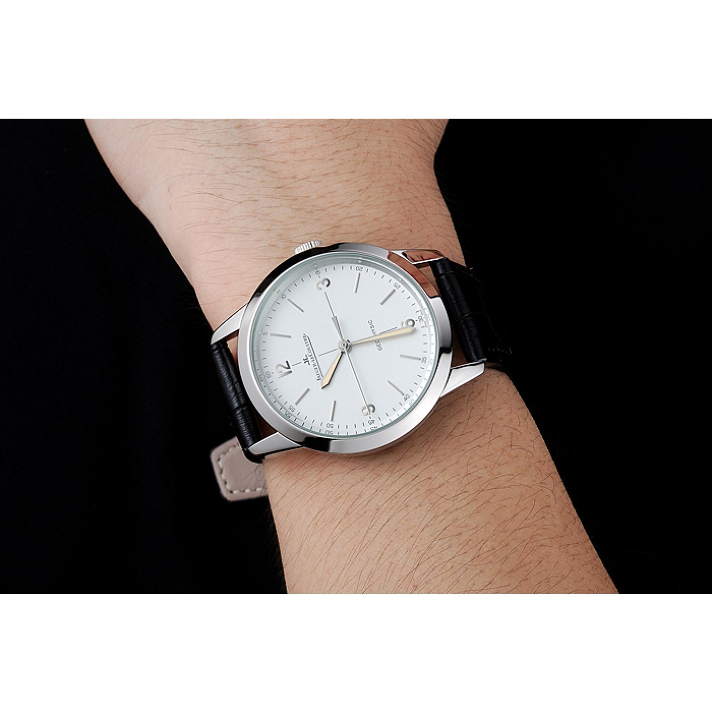 MiroTime Jaeger LeCoultre Geophysic White Dial Silver Case Black Leather Bracelet 1454040