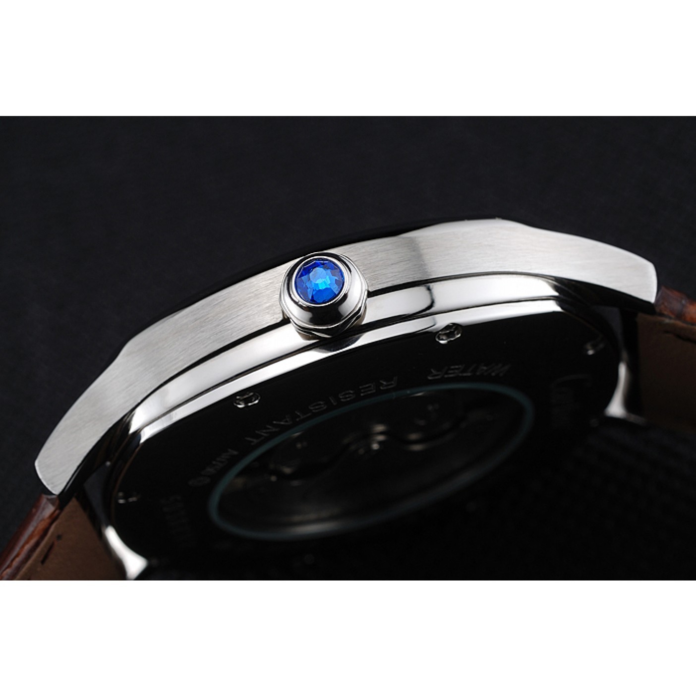 MiroTime Cartier Drive De Cartier White Dial Silver Case Brown Leather Bracelet 1454210