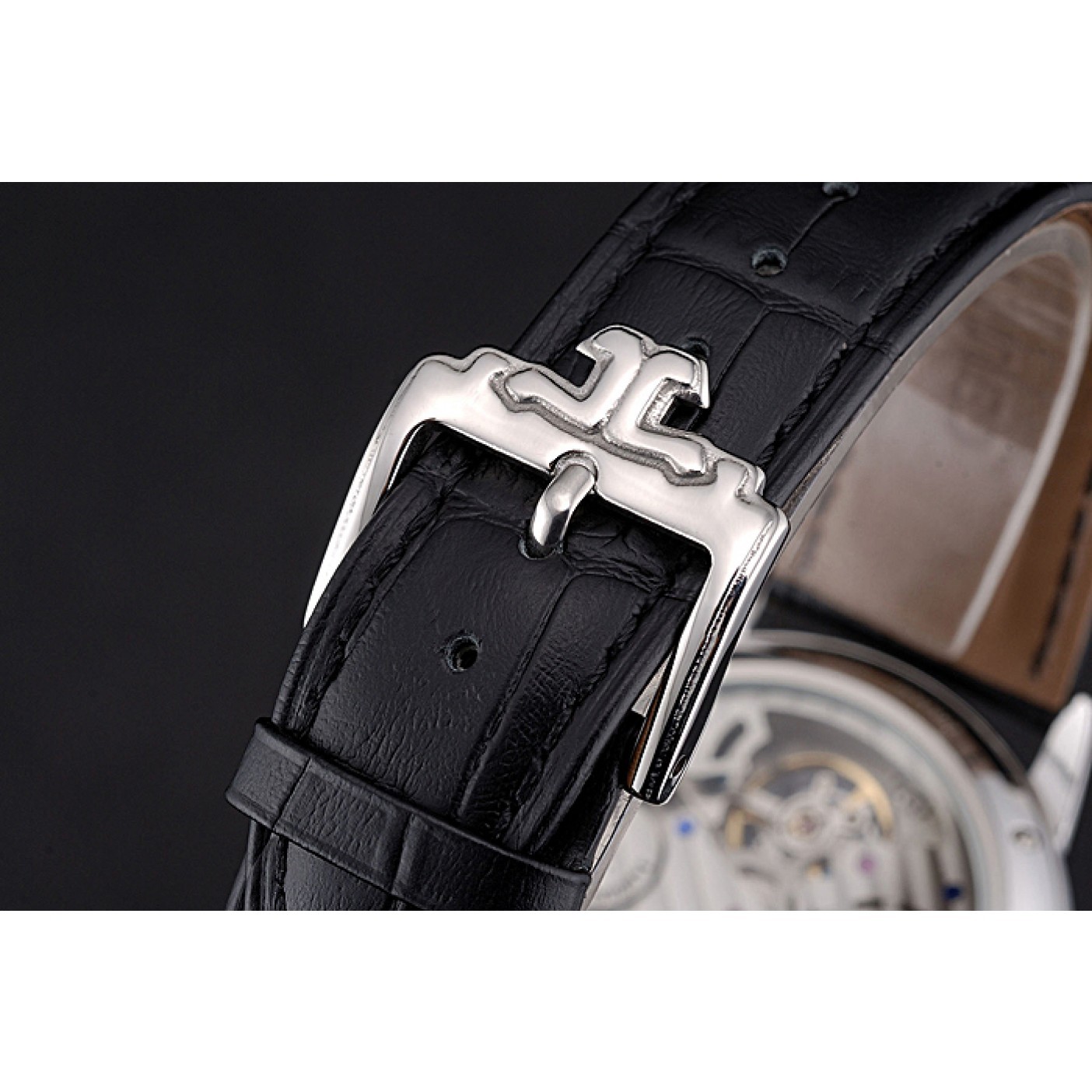 MiroTime Jaeger-LeCoultre Master Flying Tourbillon Black Dial Stainless Steel Case Black Leather Strap 622777
