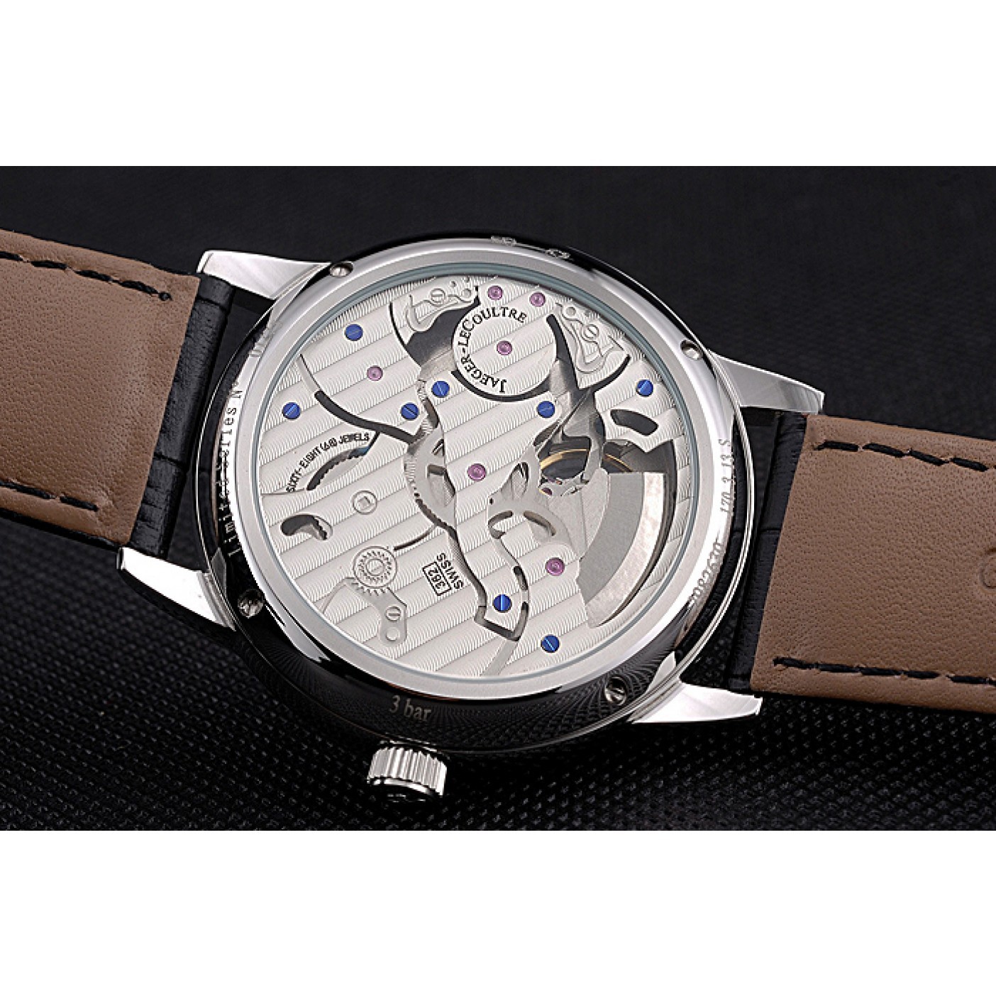 MiroTime Jaeger-LeCoultre Master Flying Tourbillon Black Dial Stainless Steel Case Black Leather Strap 622777