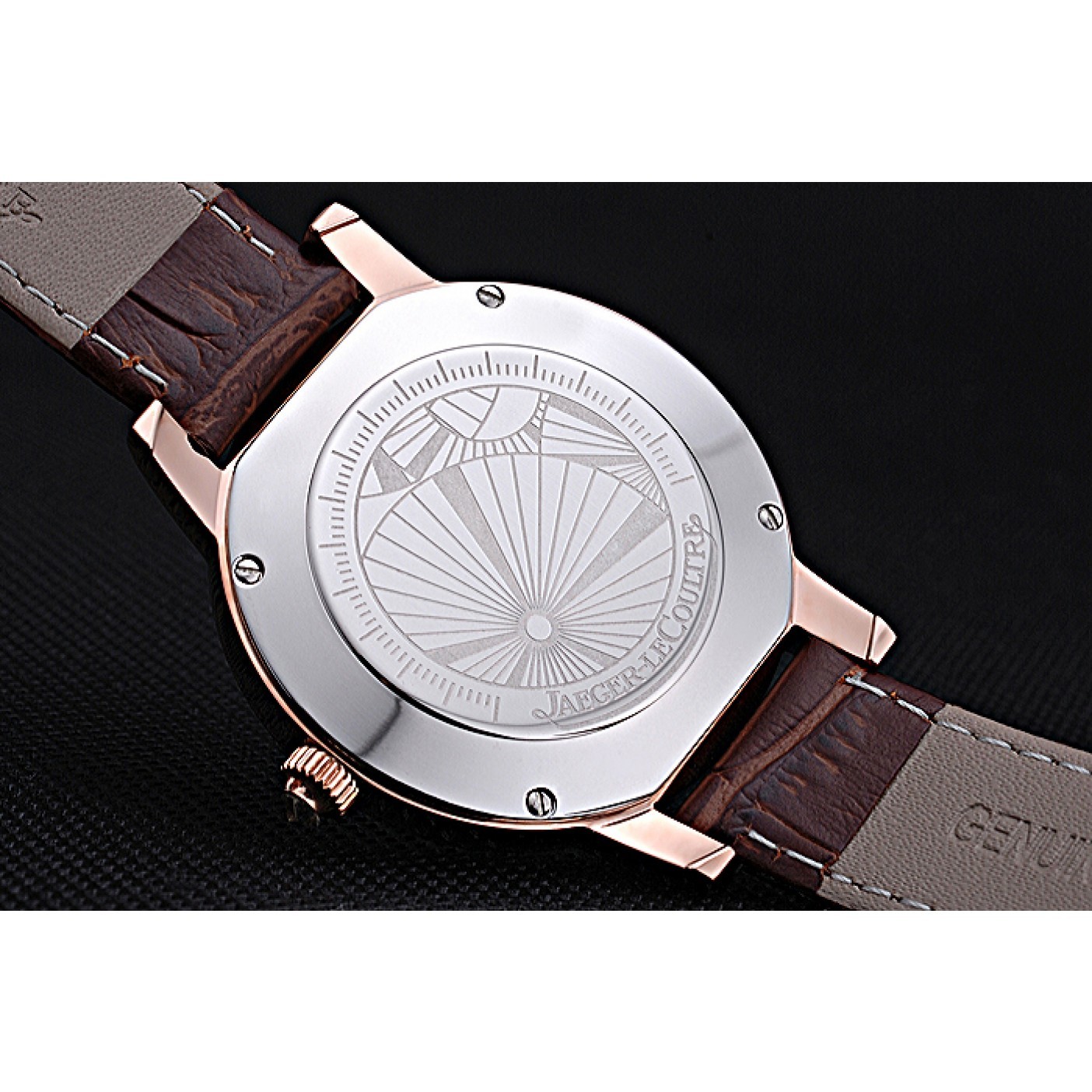 MiroTime Jaeger LeCoultre Rendez-Vous Brown Dial Brown Leather Strap Rose Gold Diamond Bezel 622084