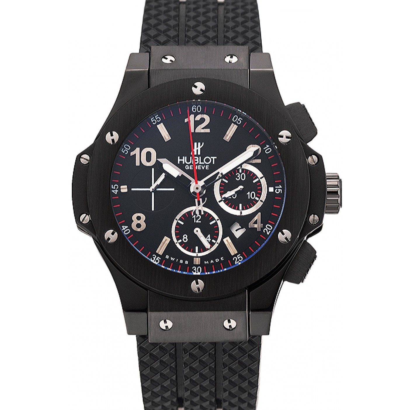 MiroTime Swiss Hublot Big Bang Black Dial Black Case Black Rubber Bracelet 1453901