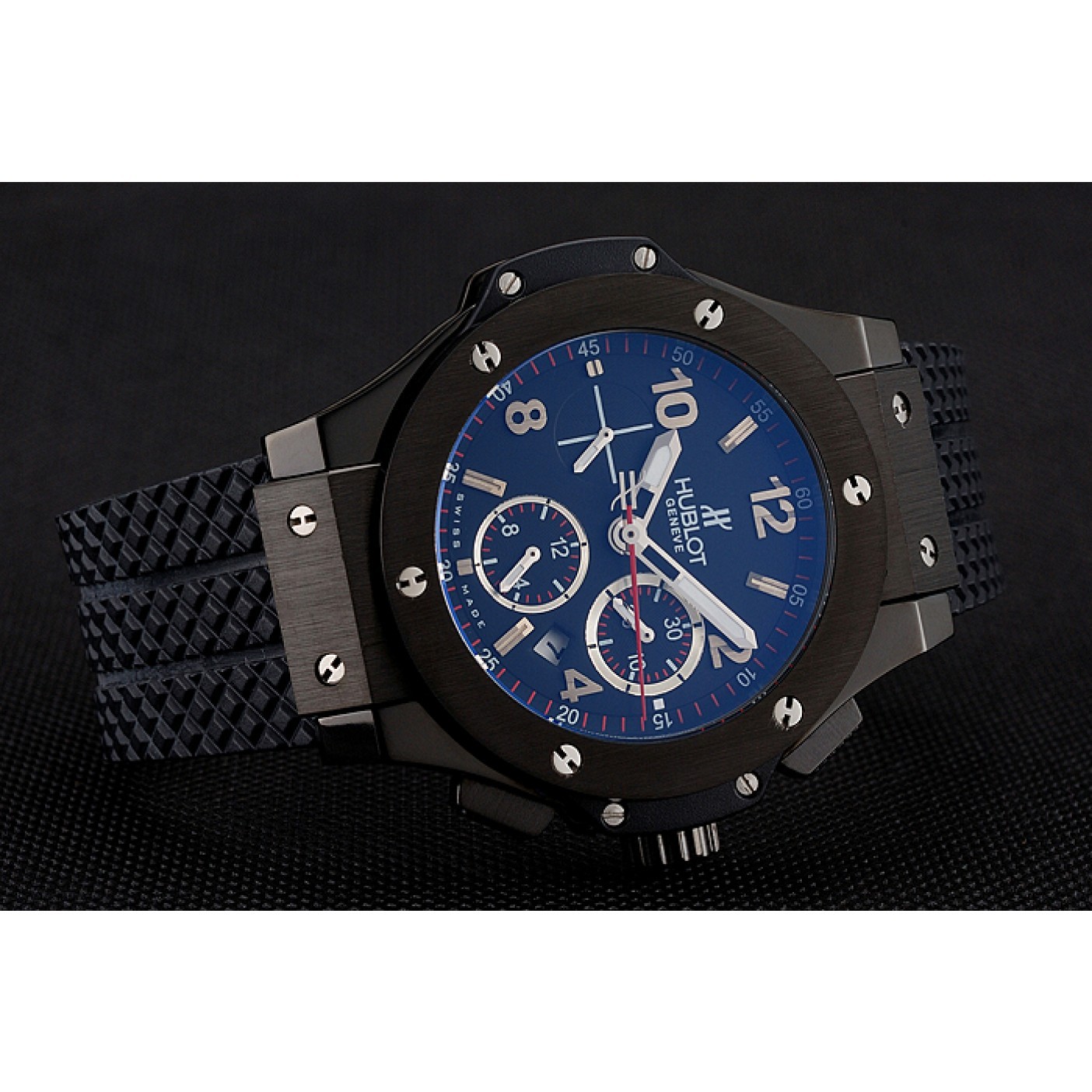 MiroTime Swiss Hublot Big Bang Black Dial Black Case Black Rubber Bracelet 1453901