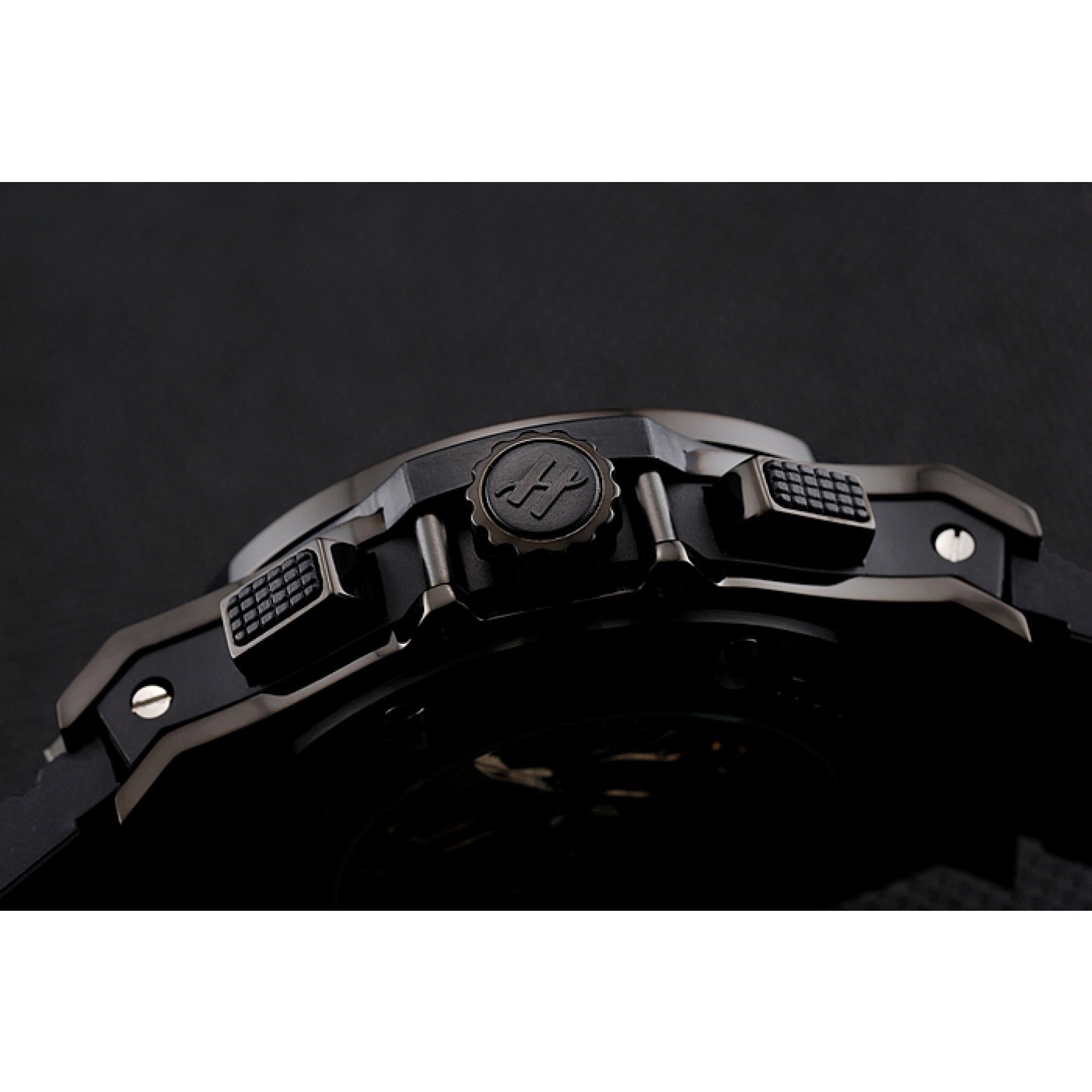 MiroTime Swiss Hublot Big Bang Black Dial Black Case Black Rubber Bracelet 1453901