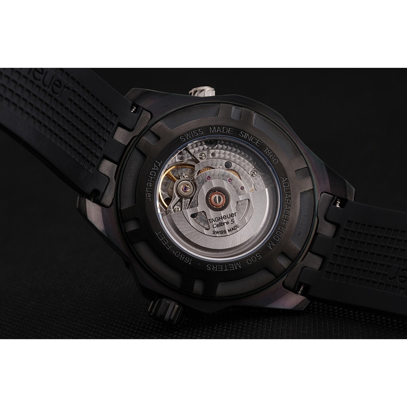 MiroTime Swiss Tag Heuer Aquaracer Calibre 5 Black Dial Black Bezel Black Case Black Rubber Strap