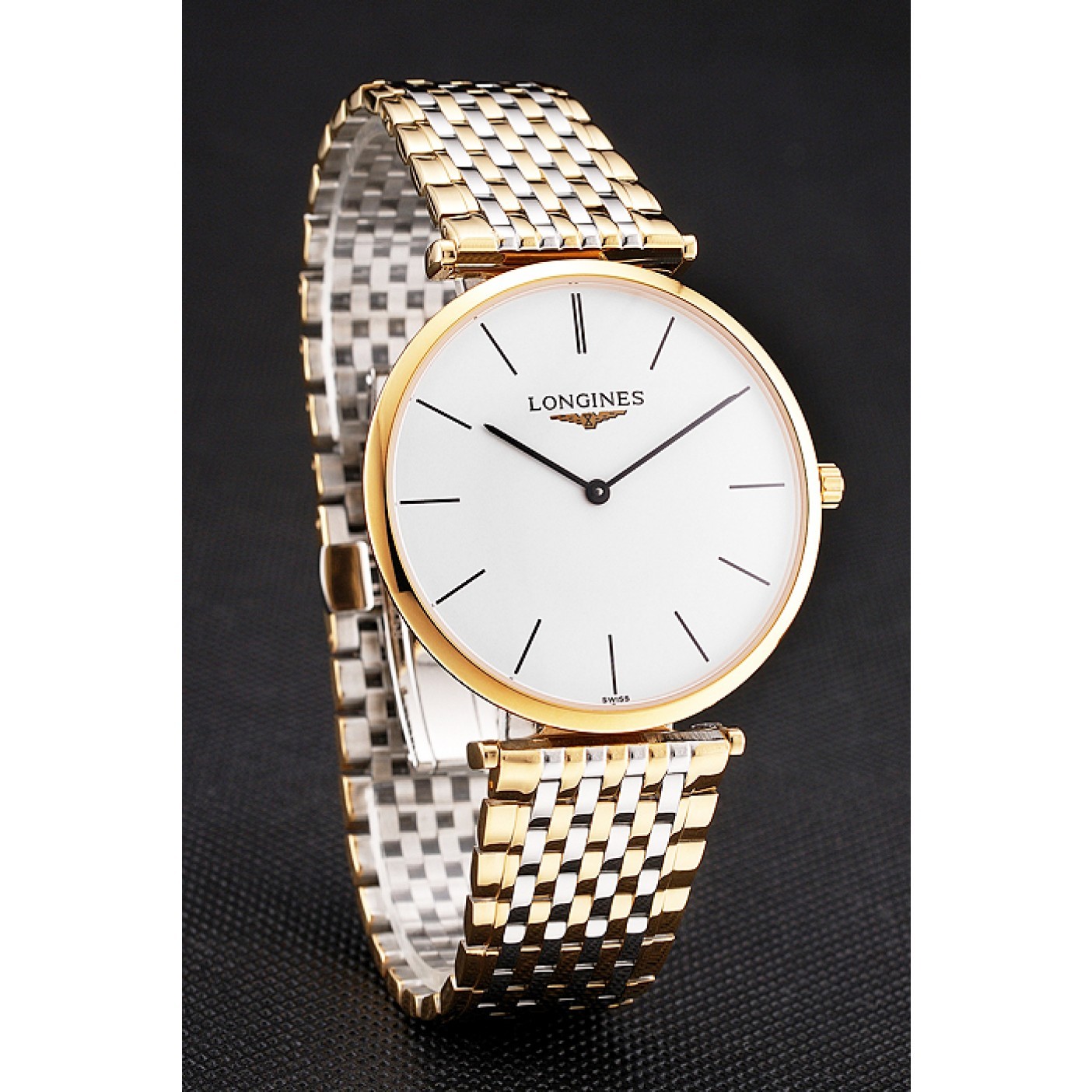 MiroTime Swiss Longines Grande Classique White Dial Gold Case Two Tone Bracelet