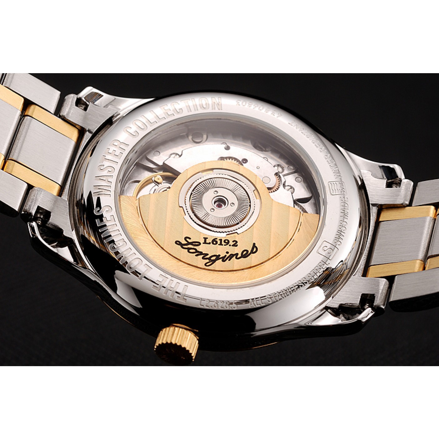 MiroTime Swiss Longines Master White Dial Diamond Hour Markers Two Tone Stainless Steel Bracelet 1453930