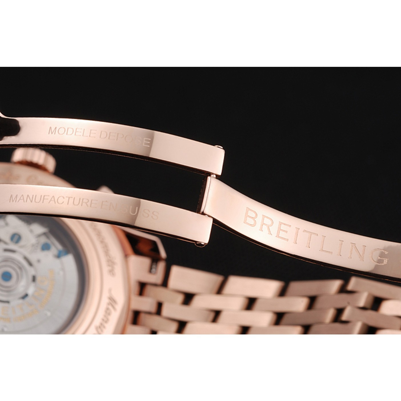 MiroTime Swiss Breitling Navitimer Black Dial Rose Gold Case And Bracelet