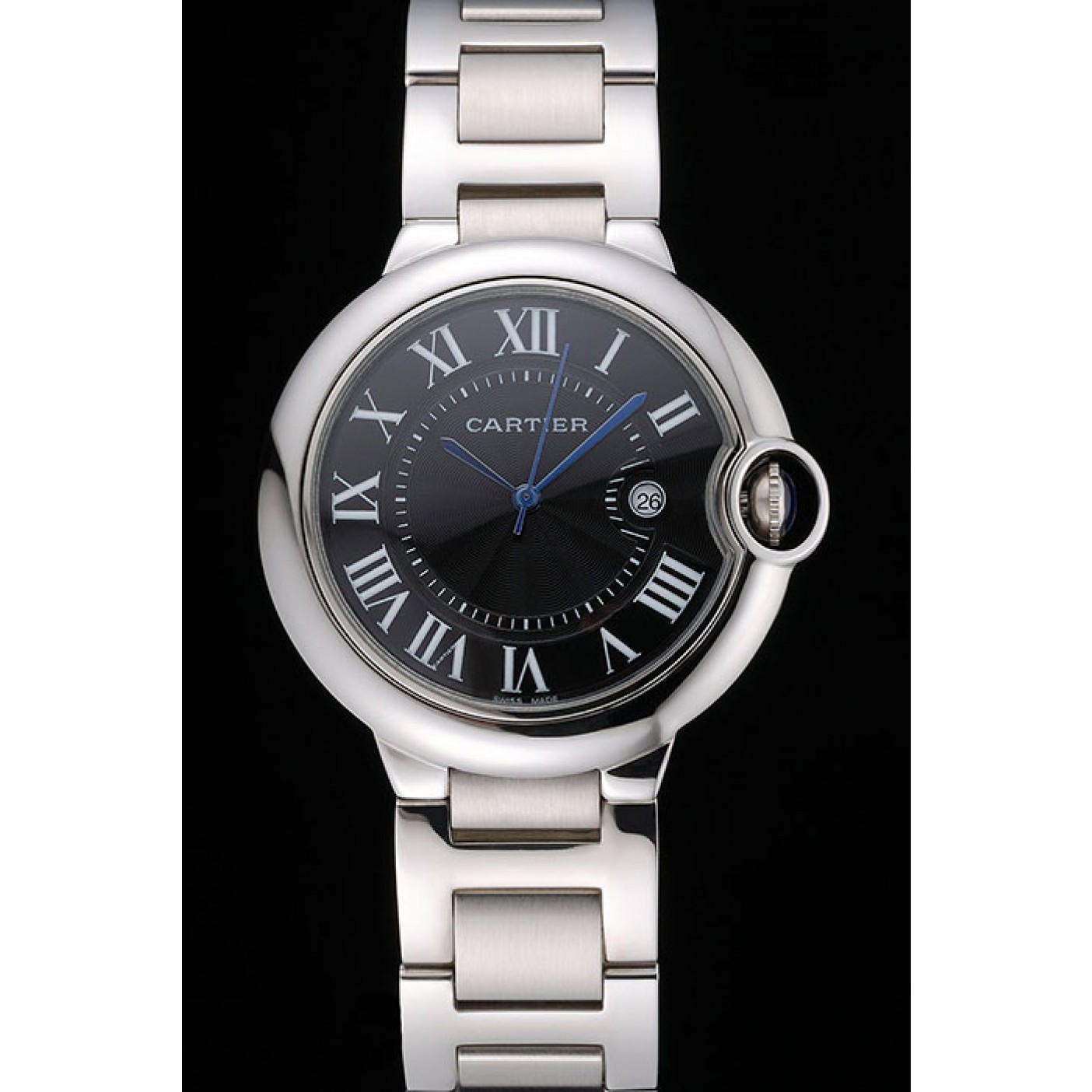 MiroTime Cartier Ballon Bleu 42mm Black Dial Stainless Steel Case And Bracelet