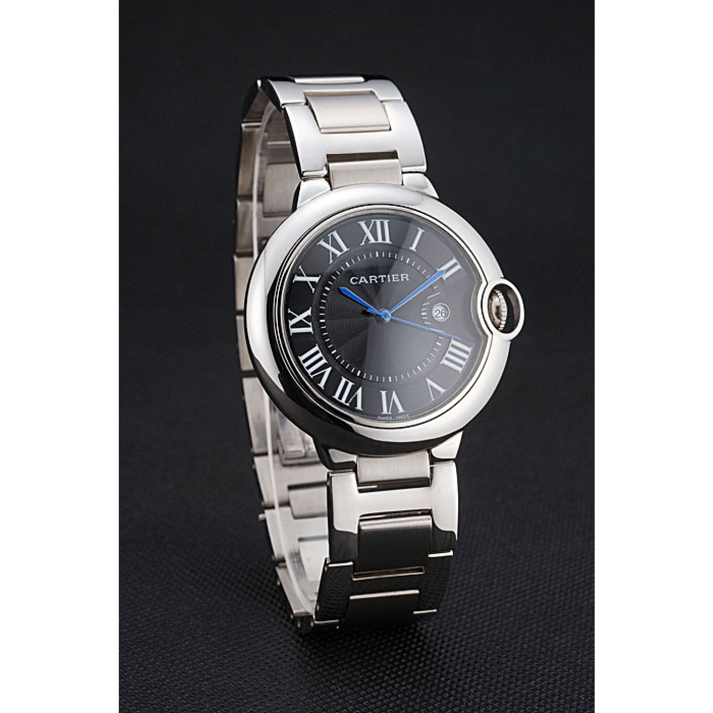 MiroTime Cartier Ballon Bleu 42mm Black Dial Stainless Steel Case And Bracelet
