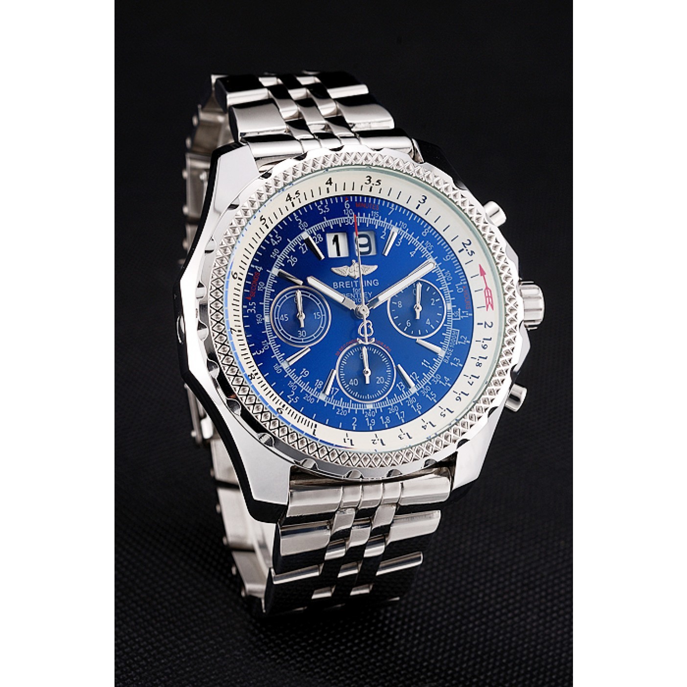 MiroTime Breitling Bentley 6.75 Speed Blue Dial Stainless Steel Case And Bracelet 622214
