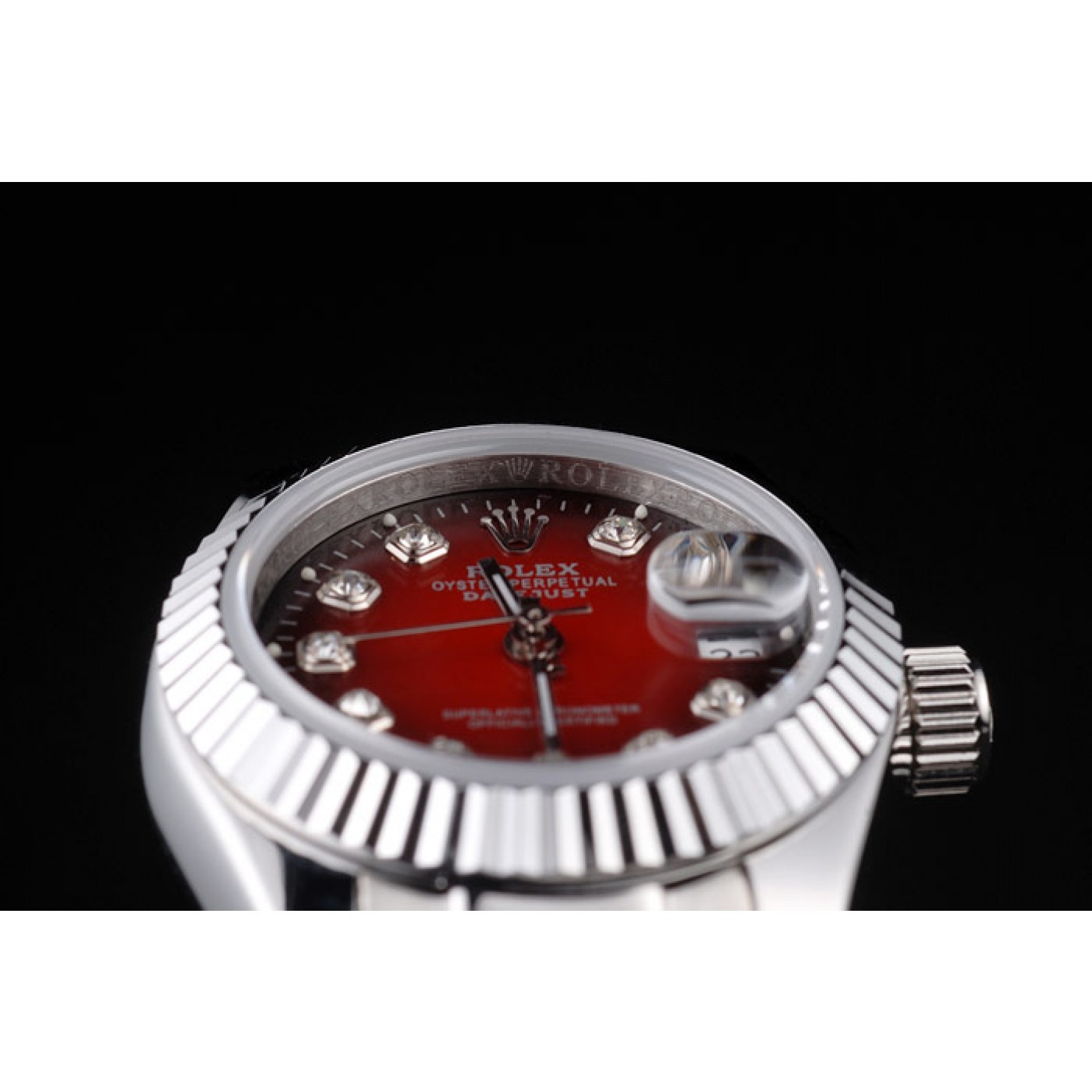 MiroTime Rolex Datejust Polished Stainless Steel Two Tone Red Dial
